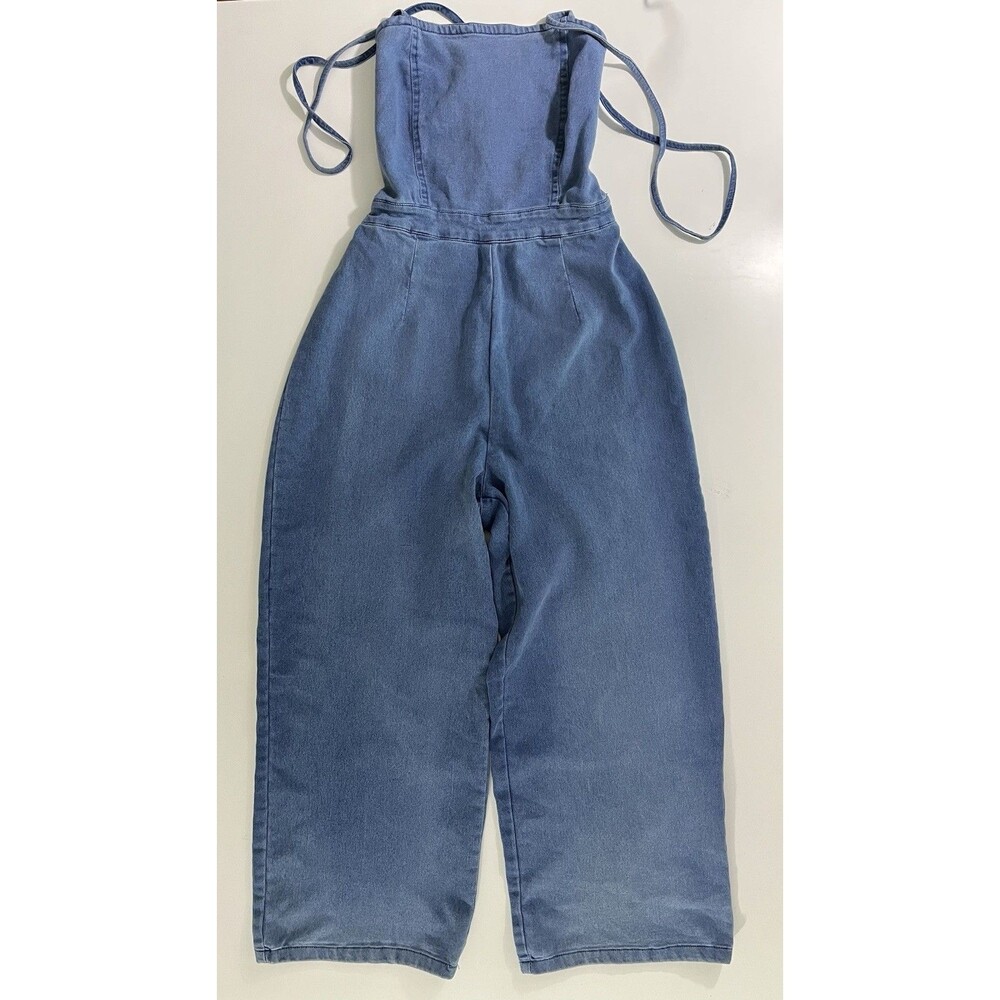 Derek Heart Denim Stretch Jumper Lace Up Back Women’s Sz M - Picture 2 of 10